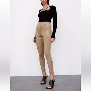 ZARA High-Waisted Suede Pants